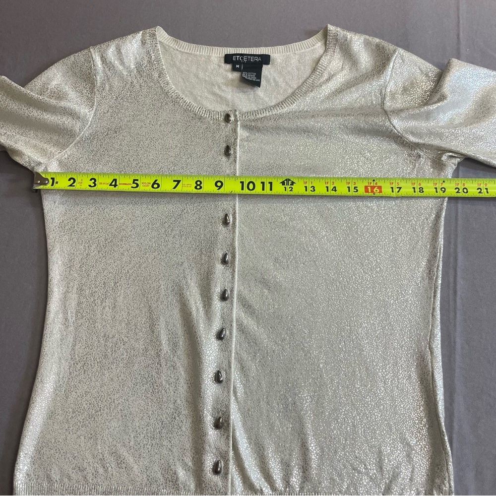 Etcetera Silver Crackle Lightweight Cardigan Swea… - image 7